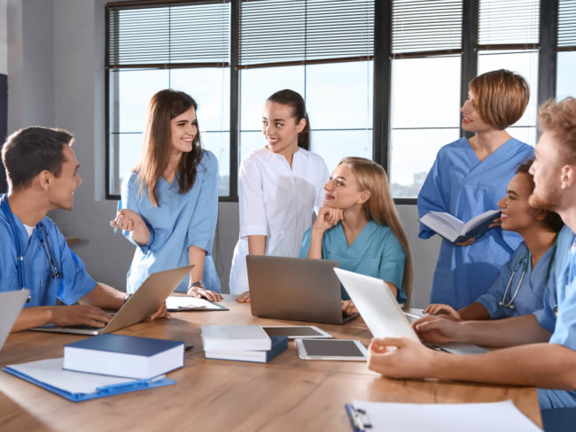 group studying nursing students